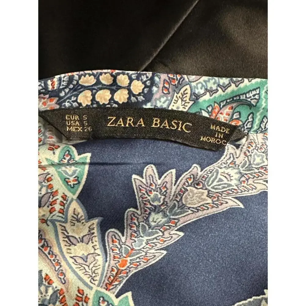 Zara multicolored satin V-neck kimono sleeve tunic Size Small - Picture 6 of 6